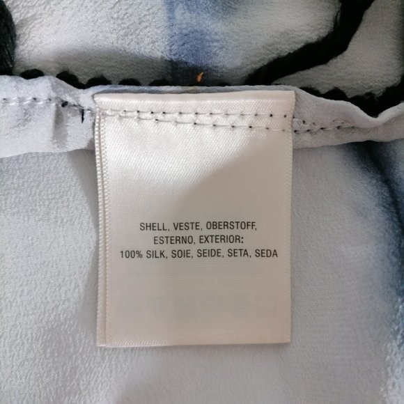 Elevenses Womens Blue & White Tie Dye Silk Poncho Kimono Blouse Top One Size - Picture 6 of 7